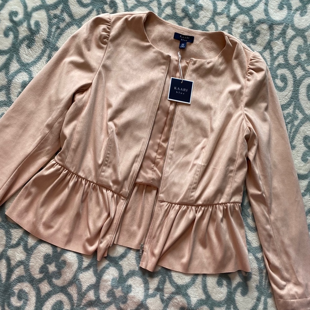 NWT Pink Suede Ruffle Jacket